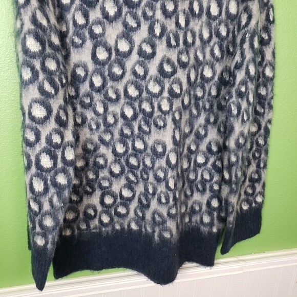Current/Elliott Blue Animal Print Langenlook oversize sweater Sz 1 - Picture 3 of 12